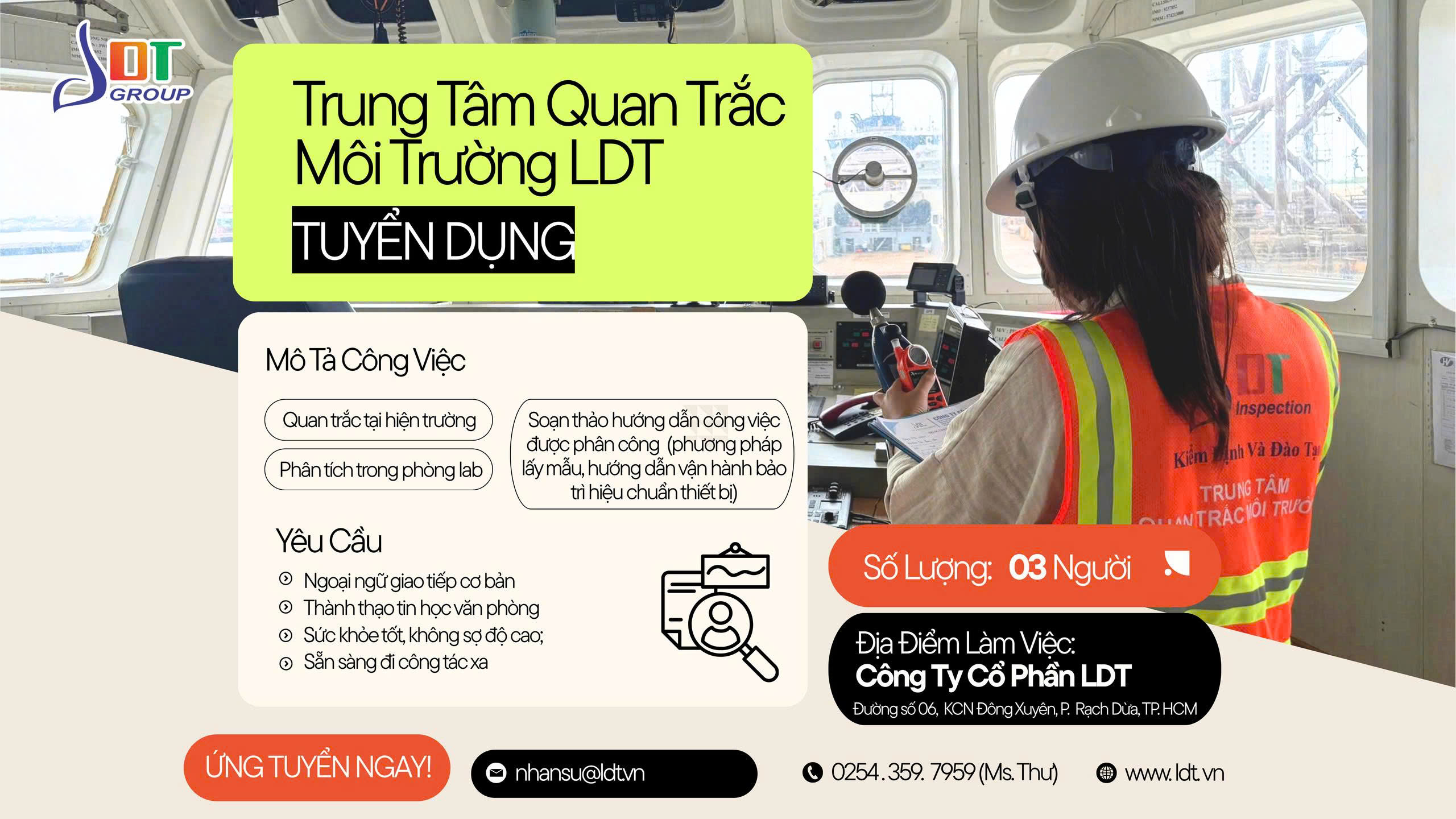 tuyển dụng nhân viên quan trắc môi trường tại Vũng tàu